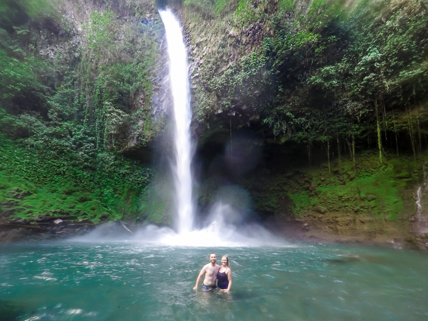 Madison and Liam at the bottom of La Fortuna Waterfall