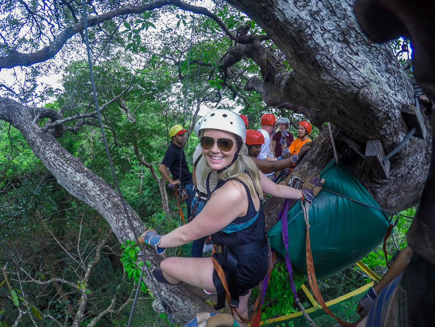 Girl showing what to Wear Ziplining in Costa Rica