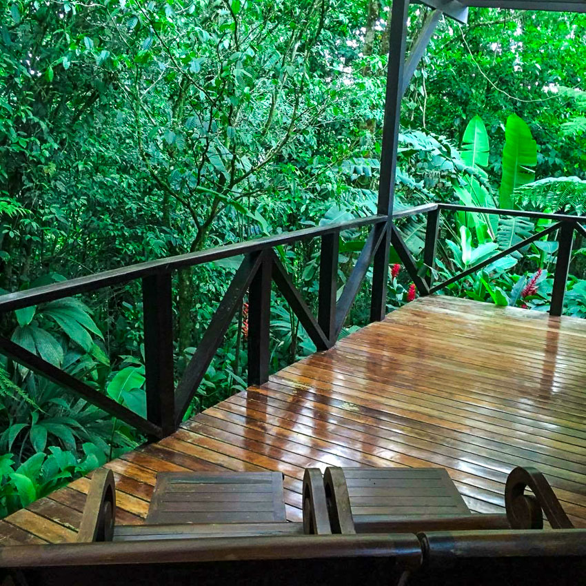 Balcony of the rainforest casita at Hotel Rio Celeste Hideaway