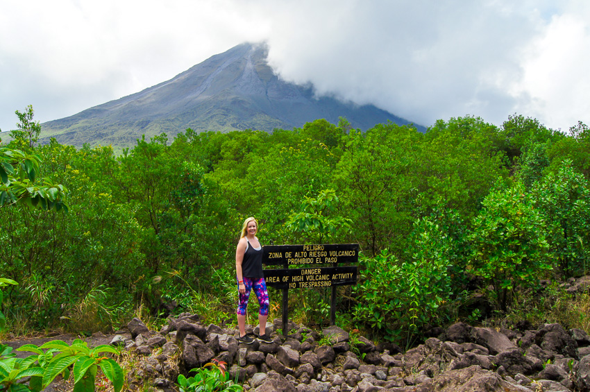 Madison at the base of the Arenal Volcano in Costa Rica